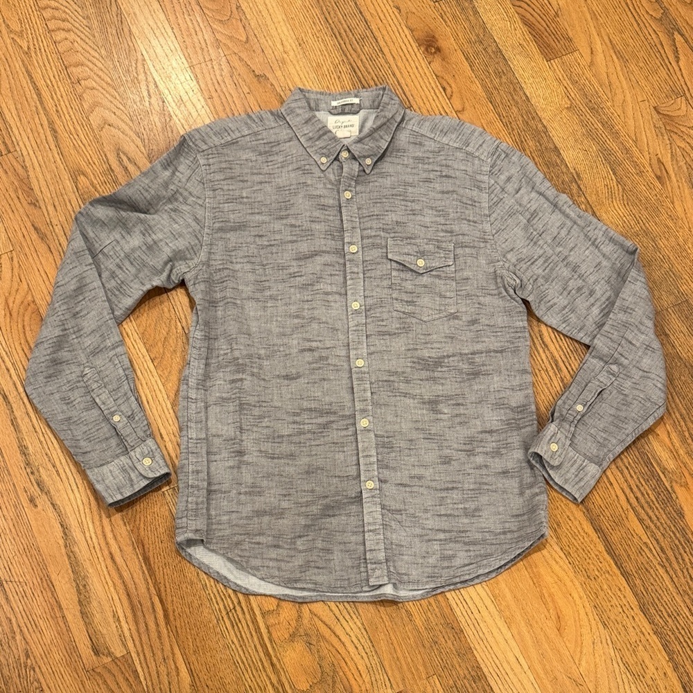 Lucky Brand Men's Heathered Gray Button-Down Shirt